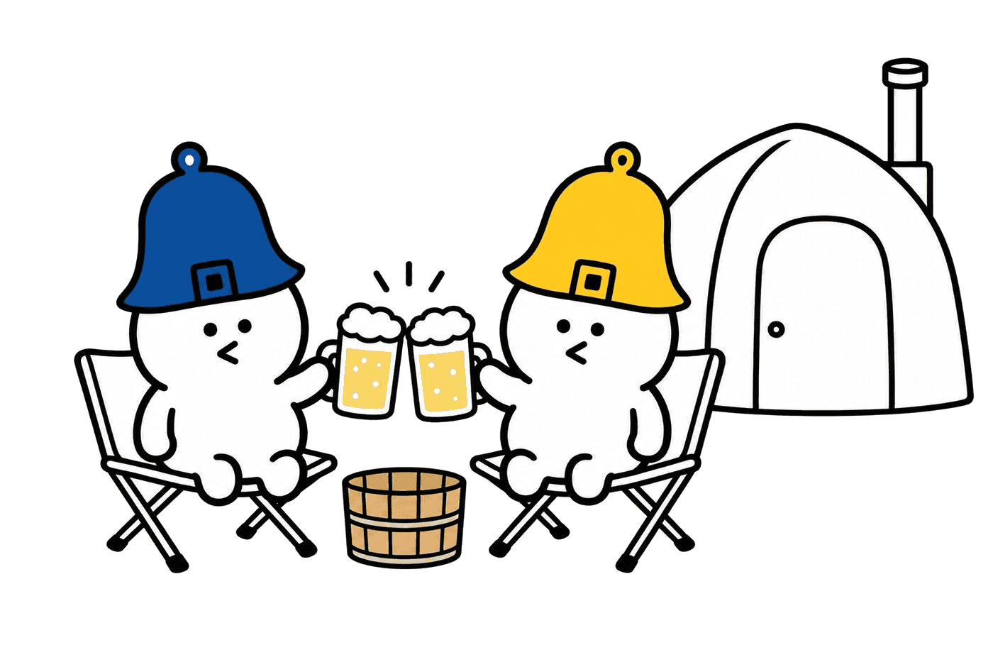 屋上で乾杯しているイラスト